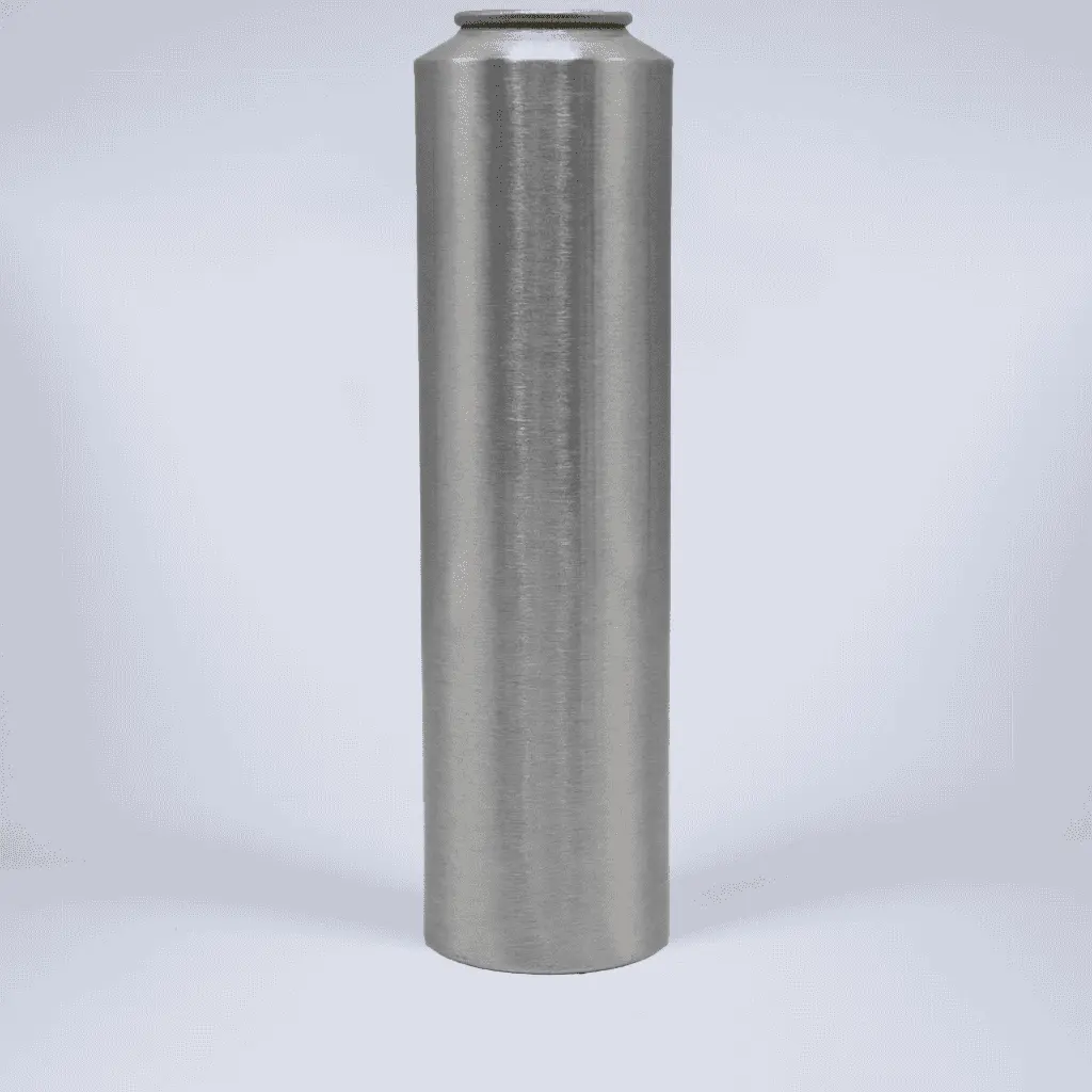 Flat aluminum aerosol can, 45x190mm, Brushed metal base